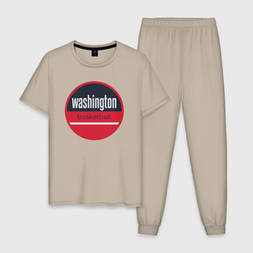 Мужская пижама хлопок с принтом Washington basketball в Курске, 100% хлопок | брюки и футболка прямого кроя, без карманов, на брюках мягкая резинка на поясе и по низу штанин
 | Тематика изображения на принте: 