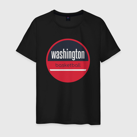 Мужская футболка хлопок с принтом Washington basketball в Курске, 100% хлопок | прямой крой, круглый вырез горловины, длина до линии бедер, слегка спущенное плечо. | Тематика изображения на принте: 