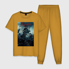 Мужская пижама хлопок с принтом Наполеон на коне в Кировске, 100% хлопок | брюки и футболка прямого кроя, без карманов, на брюках мягкая резинка на поясе и по низу штанин
 | 