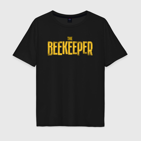 Мужская футболка хлопок Oversize с принтом Пчеловод лого в Белгороде, 100% хлопок | свободный крой, круглый ворот, “спинка” длиннее передней части | 