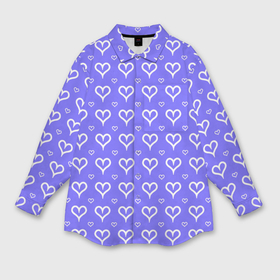 Женская рубашка oversize 3D с принтом Сиреневый паттерн сердечки в Белгороде,  |  | 
