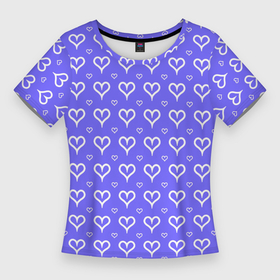 Женская футболка 3D Slim с принтом Сиреневый паттерн сердечки в Белгороде,  |  | 