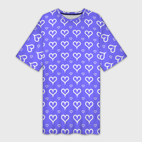 Платье-футболка 3D с принтом Сиреневый паттерн сердечки в Белгороде,  |  | 