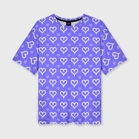 Женская футболка oversize 3D с принтом Сиреневый паттерн сердечки в Белгороде,  |  | 