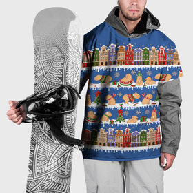Накидка на куртку 3D с принтом Капибара зимой в Белгороде, 100% полиэстер |  | Тематика изображения на принте: 