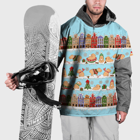 Накидка на куртку 3D с принтом Капибара с семьей на прогулке в Курске, 100% полиэстер |  | 
