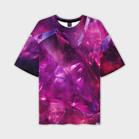 Мужская футболка oversize 3D с принтом Фиолетовые и розовые кристалы в Кировске,  |  | Тематика изображения на принте: 
