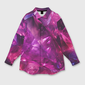 Мужская рубашка oversize 3D с принтом Фиолетовые и розовые кристалы в Кировске,  |  | Тематика изображения на принте: 