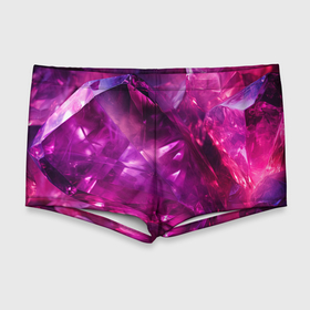 Мужские купальные плавки 3D с принтом Фиолетовые и розовые кристалы в Кировске, Полиэстер 85%, Спандекс 15% |  | Тематика изображения на принте: 