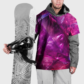 Накидка на куртку 3D с принтом Фиолетовые и розовые кристалы в Кировске, 100% полиэстер |  | Тематика изображения на принте: 