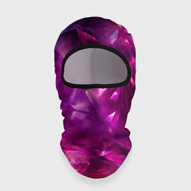 Балаклава 3D с принтом Фиолетовые и розовые кристалы в Белгороде, 100% полиэстер, ткань с особыми свойствами — Activecool | плотность 150–180 г/м2; хорошо тянется, но при этом сохраняет форму. Закрывает шею, вокруг отверстия для глаз кайма. Единый размер | 