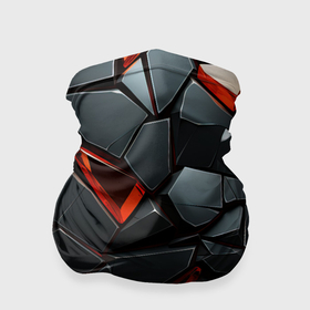 Бандана-труба 3D с принтом Черные камни с красными кристаллами в Новосибирске, 100% полиэстер, ткань с особыми свойствами — Activecool | плотность 150‒180 г/м2; хорошо тянется, но сохраняет форму | 