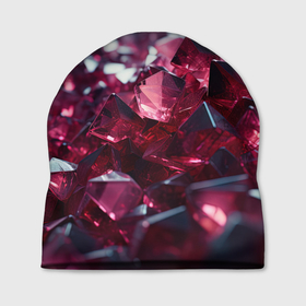 Шапка 3D с принтом Фиолетовые и  розовые алмазы в Тюмени, 100% полиэстер | универсальный размер, печать по всей поверхности изделия | 