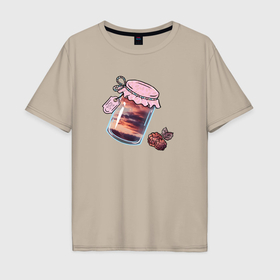 Мужская футболка хлопок Oversize с принтом Закатка и облачные ягоды в Тюмени, 100% хлопок | свободный крой, круглый ворот, “спинка” длиннее передней части | Тематика изображения на принте: 