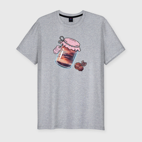 Мужская футболка хлопок Slim с принтом Закатка и облачные ягоды в Тюмени, 92% хлопок, 8% лайкра | приталенный силуэт, круглый вырез ворота, длина до линии бедра, короткий рукав | Тематика изображения на принте: 