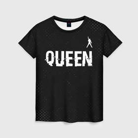 Женская футболка 3D с принтом Queen glitch на темном фоне посередине , 100% полиэфир ( синтетическое хлопкоподобное полотно) | прямой крой, круглый вырез горловины, длина до линии бедер | 
