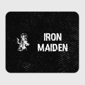 Прямоугольный коврик для мышки с принтом Iron Maiden glitch на темном фоне по горизонтали в Екатеринбурге, натуральный каучук | размер 230 х 185 мм; запечатка лицевой стороны | Тематика изображения на принте: 