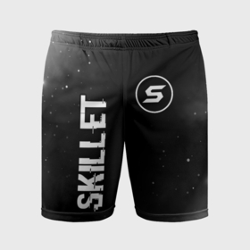 Мужские шорты спортивные с принтом Skillet glitch на темном фоне вертикально ,  |  | 