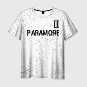Мужская футболка 3D с принтом Paramore glitch на светлом фоне посередине в Кировске, 100% полиэфир | прямой крой, круглый вырез горловины, длина до линии бедер | 