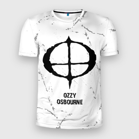 Мужская футболка 3D Slim с принтом Ozzy Osbourne glitch на светлом фоне в Тюмени, 100% полиэстер с улучшенными характеристиками | приталенный силуэт, круглая горловина, широкие плечи, сужается к линии бедра | 
