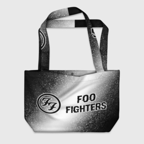 Пляжная сумка 3D с принтом Foo Fighters glitch на светлом фоне по горизонтали в Тюмени, 100% полиэстер | застегивается на металлическую кнопку; внутренний карман застегивается на молнию. Стенки укреплены специальным мягким материалом, чтобы защитить содержимое от несильных ударов
 | 