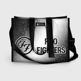 Сумка-шоппер 3D с принтом Foo Fighters glitch на светлом фоне по горизонтали в Тюмени, 100% полиэстер | застегивается на металлическую кнопку; внутренний карман застегивается на молнию. Стенки укреплены специальным мягким материалом, чтобы защитить содержимое от несильных ударов
 | 