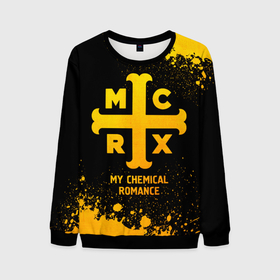 Мужской свитшот 3D с принтом My Chemical Romance   gold gradient в Петрозаводске, 100% полиэстер с мягким внутренним слоем | круглый вырез горловины, мягкая резинка на манжетах и поясе, свободная посадка по фигуре | Тематика изображения на принте: 