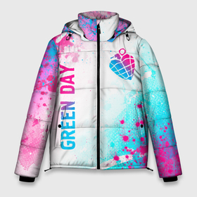 Мужская зимняя куртка 3D с принтом Green Day neon gradient style вертикально в Тюмени, верх — 100% полиэстер; подкладка — 100% полиэстер; утеплитель — 100% полиэстер | длина ниже бедра, свободный силуэт Оверсайз. Есть воротник-стойка, отстегивающийся капюшон и ветрозащитная планка. 

Боковые карманы с листочкой на кнопках и внутренний карман на молнии. | 