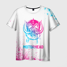 Мужская футболка 3D с принтом Motorhead neon gradient style в Курске, 100% полиэфир | прямой крой, круглый вырез горловины, длина до линии бедер | 