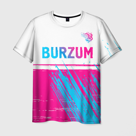 Мужская футболка 3D с принтом Burzum neon gradient style посередине в Новосибирске, 100% полиэфир | прямой крой, круглый вырез горловины, длина до линии бедер | Тематика изображения на принте: 