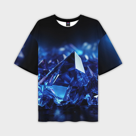 Мужская футболка oversize 3D с принтом Синие прозрачные алмазы в Петрозаводске,  |  | 