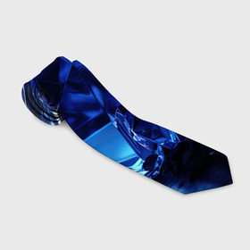 Галстук 3D с принтом Синие прозрачные алмазы в Петрозаводске, 100% полиэстер | Длина 148 см; Плотность 150-180 г/м2 | 