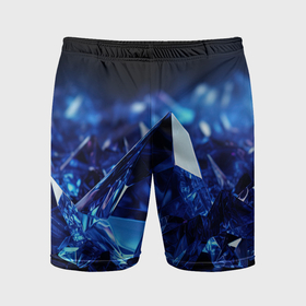 Мужские шорты спортивные с принтом Синие прозрачные алмазы в Петрозаводске,  |  | 