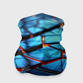 Бандана-труба 3D с принтом Синие плиты с ярким свечением в Белгороде, 100% полиэстер, ткань с особыми свойствами — Activecool | плотность 150‒180 г/м2; хорошо тянется, но сохраняет форму | Тематика изображения на принте: 