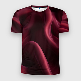 Мужская футболка 3D Slim с принтом Бордовый шелк в Екатеринбурге, 100% полиэстер с улучшенными характеристиками | приталенный силуэт, круглая горловина, широкие плечи, сужается к линии бедра | 