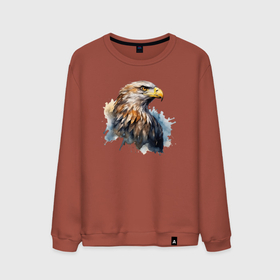 Мужской свитшот хлопок с принтом Акварельный орел в брызгах краски , 100% хлопок |  | 