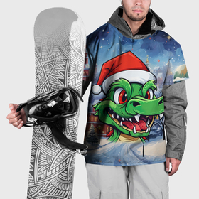 Накидка на куртку 3D с принтом Милый зеленый дракончик  2024 в Санкт-Петербурге, 100% полиэстер |  | Тематика изображения на принте: 