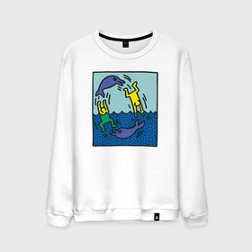 Мужской свитшот хлопок с принтом Человечки и дельфины в Курске, 100% хлопок |  | Тематика изображения на принте: 