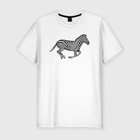 Мужская футболка хлопок Slim с принтом Профиль скачущей зебры в Новосибирске, 92% хлопок, 8% лайкра | приталенный силуэт, круглый вырез ворота, длина до линии бедра, короткий рукав | 
