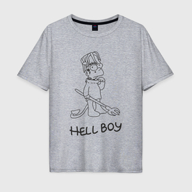 Мужская футболка хлопок Oversize с принтом Bart hellboy Lill Peep в Петрозаводске, 100% хлопок | свободный крой, круглый ворот, “спинка” длиннее передней части | Тематика изображения на принте: 