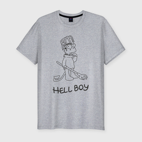 Мужская футболка хлопок Slim с принтом Bart hellboy Lill Peep в Санкт-Петербурге, 92% хлопок, 8% лайкра | приталенный силуэт, круглый вырез ворота, длина до линии бедра, короткий рукав | 