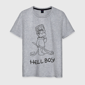 Мужская футболка хлопок с принтом Bart hellboy Lill Peep в Новосибирске, 100% хлопок | прямой крой, круглый вырез горловины, длина до линии бедер, слегка спущенное плечо. | Тематика изображения на принте: 