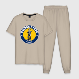 Мужская пижама хлопок с принтом Golden State в Белгороде, 100% хлопок | брюки и футболка прямого кроя, без карманов, на брюках мягкая резинка на поясе и по низу штанин
 | 