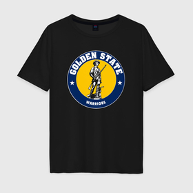 Мужская футболка хлопок Oversize с принтом Golden State в Екатеринбурге, 100% хлопок | свободный крой, круглый ворот, “спинка” длиннее передней части | 