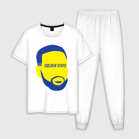 Мужская пижама хлопок с принтом Golden State Curry в Белгороде, 100% хлопок | брюки и футболка прямого кроя, без карманов, на брюках мягкая резинка на поясе и по низу штанин
 | 