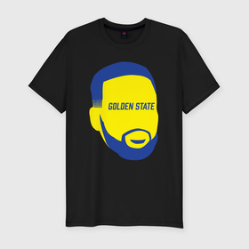 Мужская футболка хлопок Slim с принтом Golden State Curry в Петрозаводске, 92% хлопок, 8% лайкра | приталенный силуэт, круглый вырез ворота, длина до линии бедра, короткий рукав | Тематика изображения на принте: 