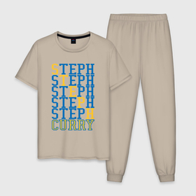Мужская пижама хлопок с принтом Steph Curry в Белгороде, 100% хлопок | брюки и футболка прямого кроя, без карманов, на брюках мягкая резинка на поясе и по низу штанин
 | 