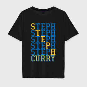 Мужская футболка хлопок Oversize с принтом Steph Curry в Петрозаводске, 100% хлопок | свободный крой, круглый ворот, “спинка” длиннее передней части | Тематика изображения на принте: 
