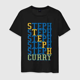 Мужская футболка хлопок с принтом Steph Curry в Новосибирске, 100% хлопок | прямой крой, круглый вырез горловины, длина до линии бедер, слегка спущенное плечо. | 