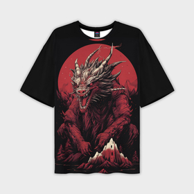 Мужская футболка oversize 3D с принтом Дракон северных сияний в Кировске,  |  | 